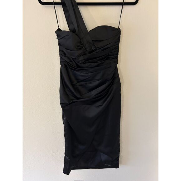 NWT Bardot veda draped satin midi black dress Women's Size S US 4 - Picture 8 of 14